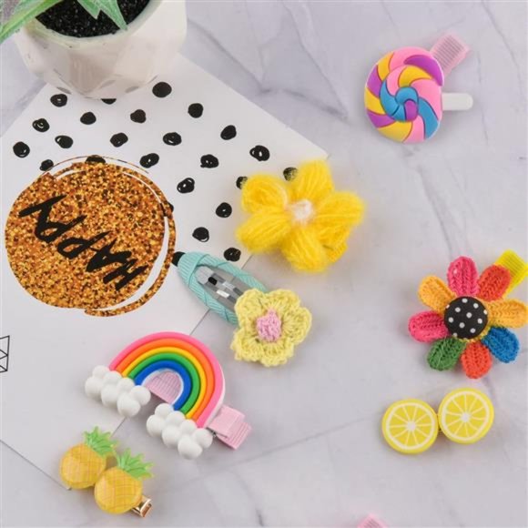 Hair Clips For Girls Cute Snap Hair Accessories Mixed Patterns Barrettes - Picture 3 of 6